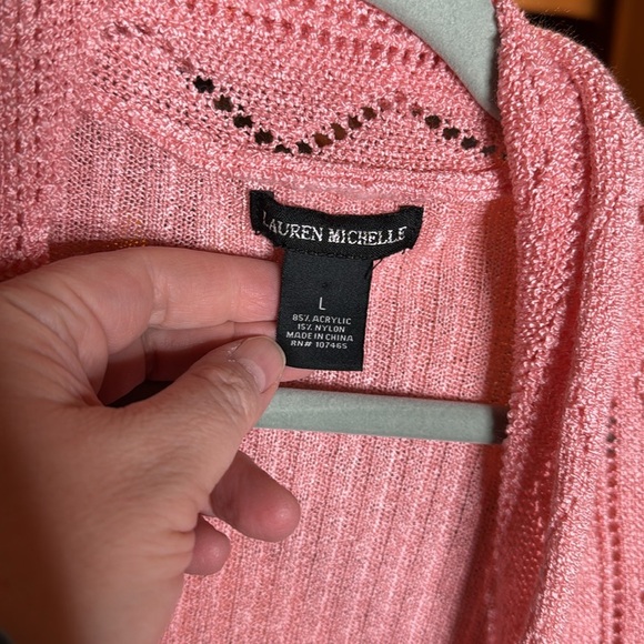 Lauren Michelle Pink Purple Ombre Waterfall Cardigan Knit Sweater Size Large - Picture 4 of 5
